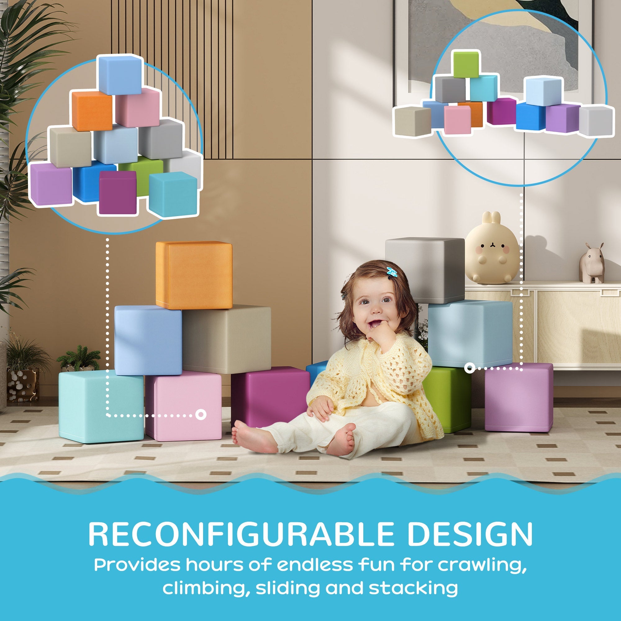 12 PCs XL Soft Foam Blocks for Building And Stacking - Tiny Explorers Club