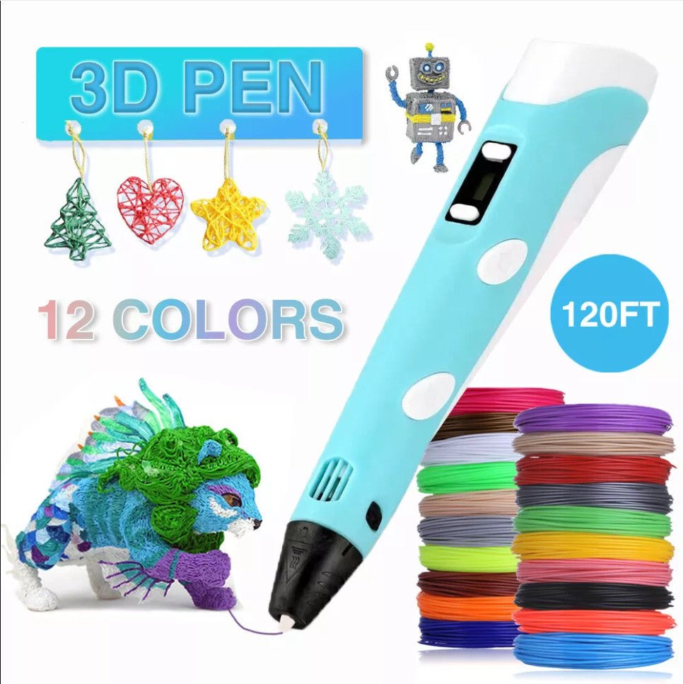 3D Printing Pen Set Doodle PLA Filament Printer with 12 Colours - Tiny Explorers Club