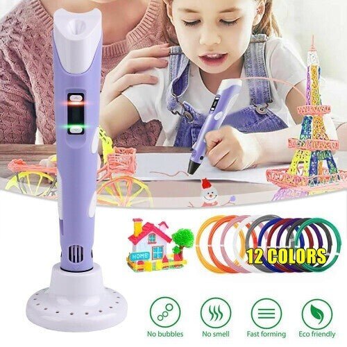 3D Printing Pen Set Doodle PLA Filament Printer with 12 Colours - Tiny Explorers Club