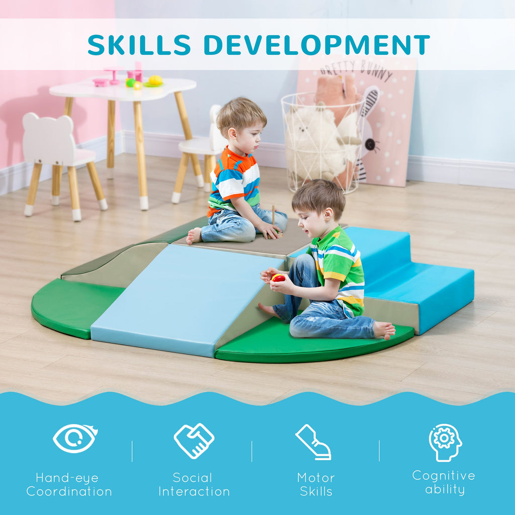 6 Piece Soft Play Equipment For Kids Climb And Crawl, Multicoloured - Tiny Explorers Club