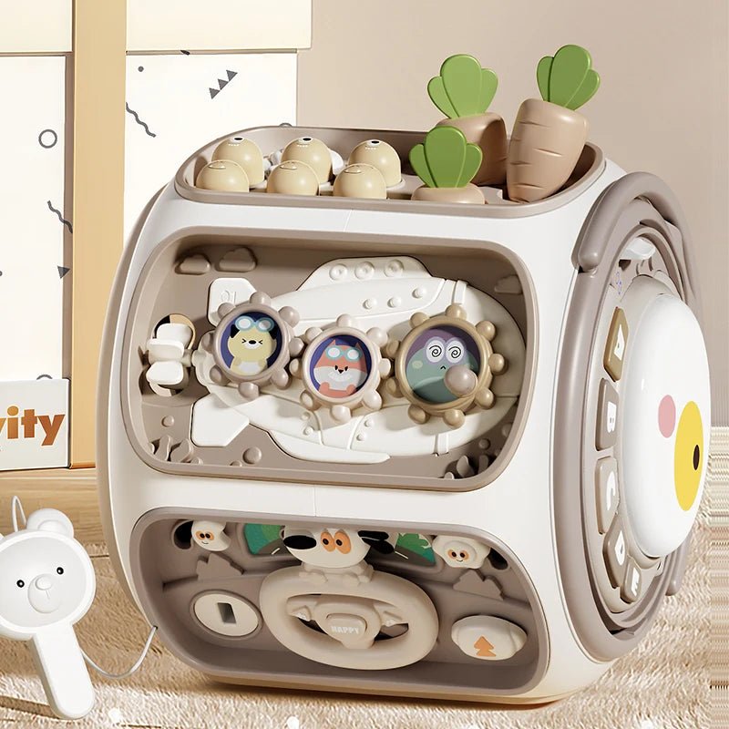 Children Montessori Busy Board cube - Tiny Explorers Club