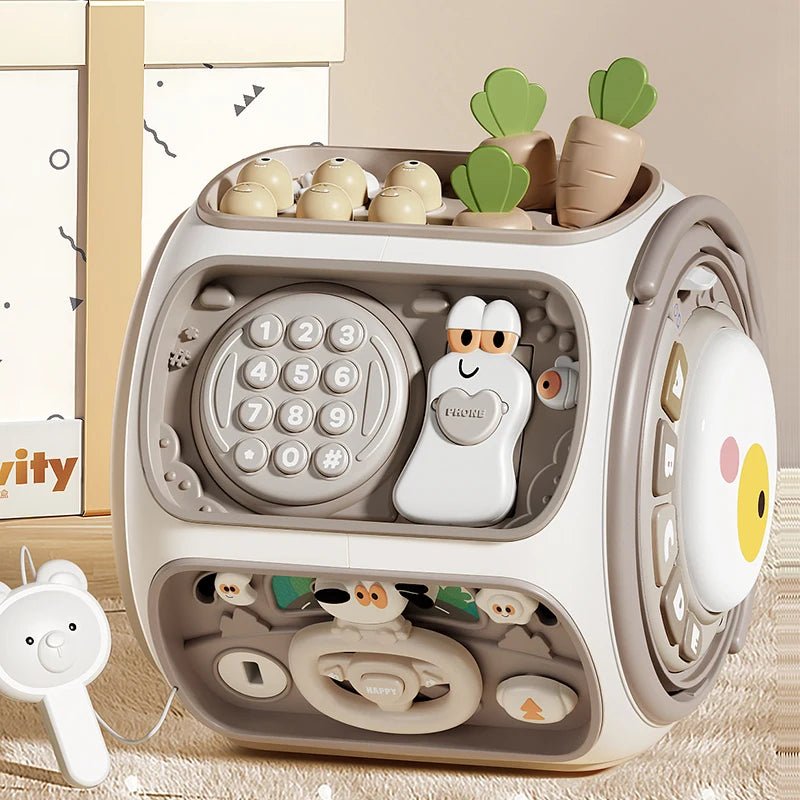 Children Montessori Busy Board cube - Tiny Explorers Club