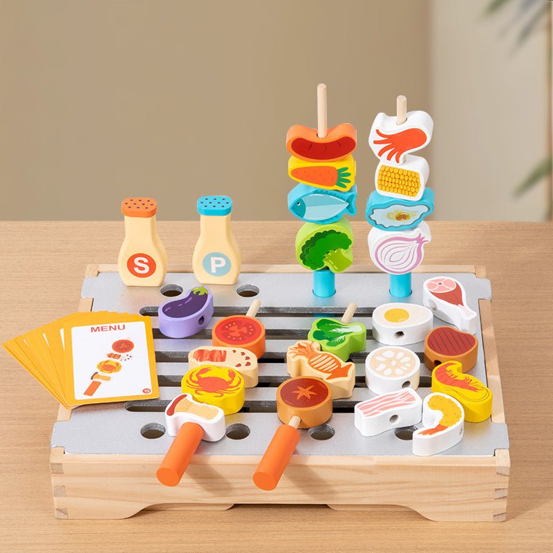 Children's Fun Wooden Multi-Functional Kitchen Barbecue Grill - Tiny Explorers Club