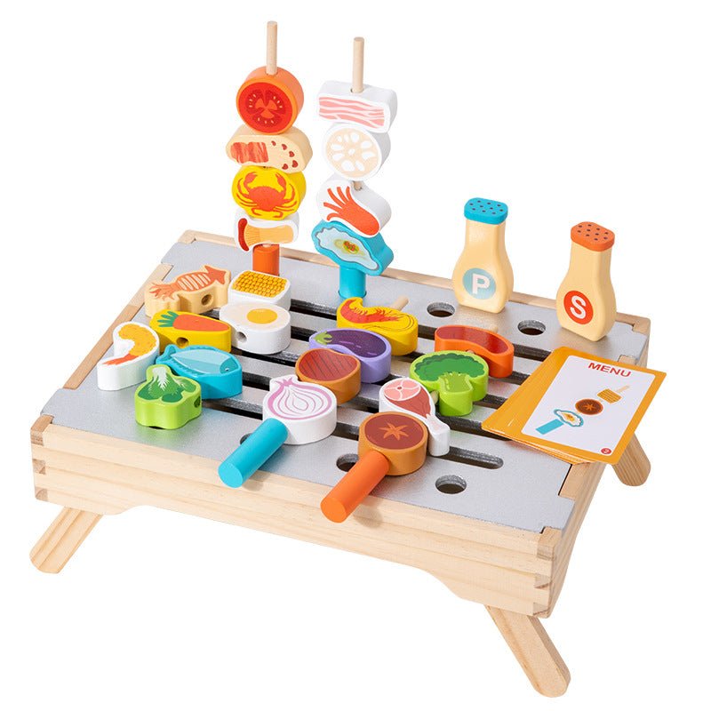Children's Fun Wooden Multi-Functional Kitchen Barbecue Grill - Tiny Explorers Club