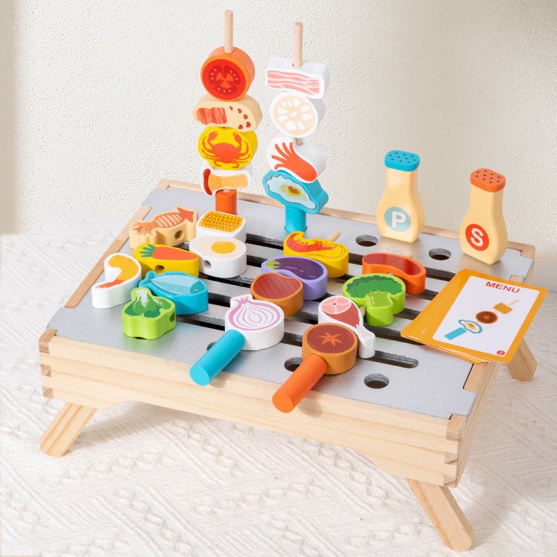 Children's Fun Wooden Multi-Functional Kitchen Barbecue Grill - Tiny Explorers Club