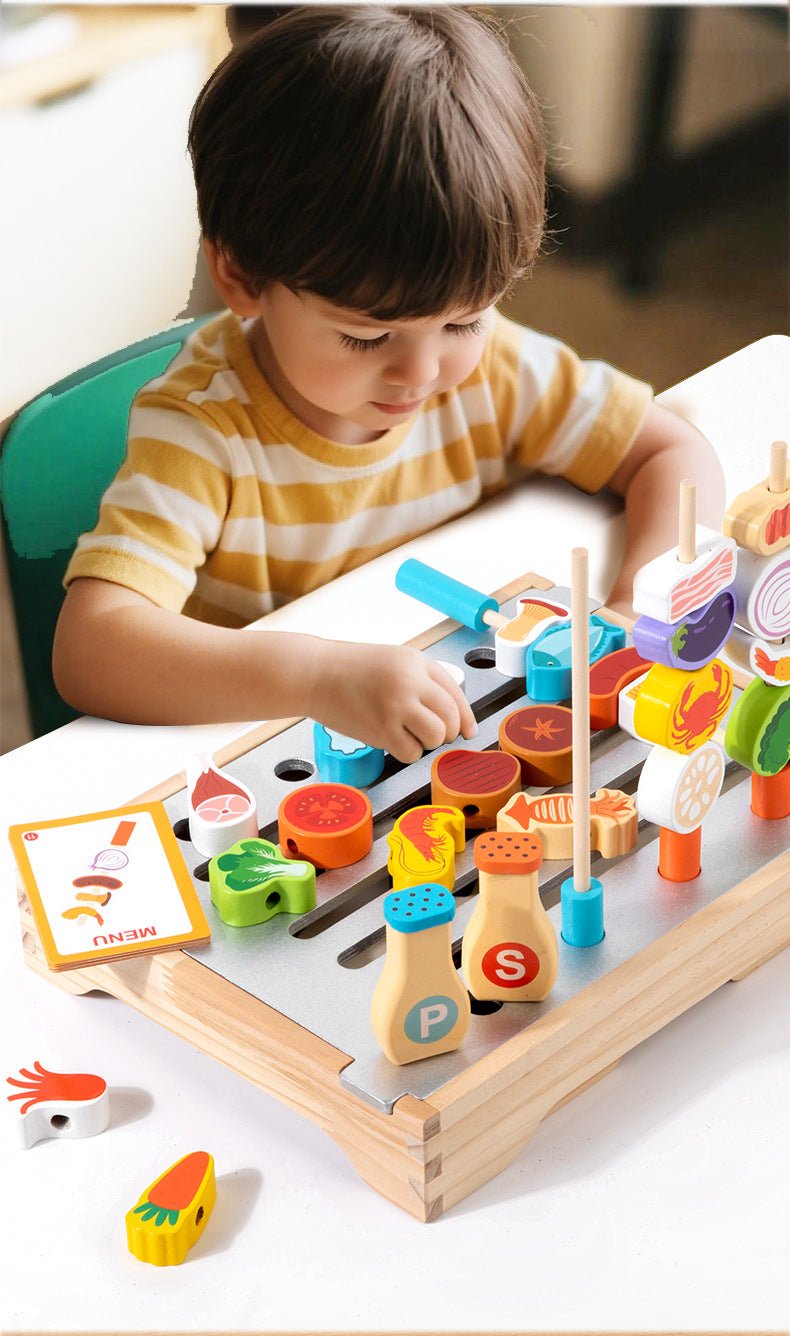 Children's Fun Wooden Multi-Functional Kitchen Barbecue Grill - Tiny Explorers Club