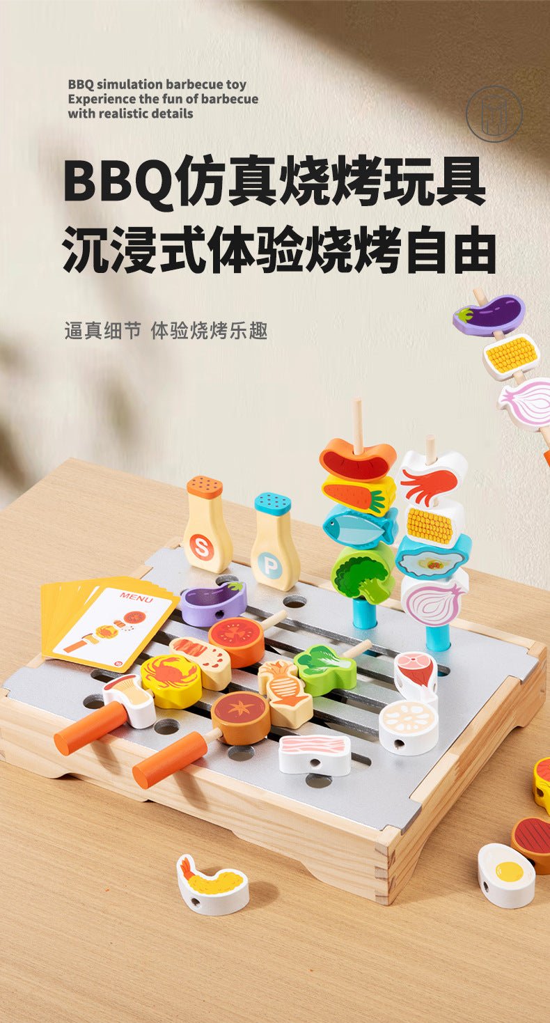 Children's Fun Wooden Multi-Functional Kitchen Barbecue Grill - Tiny Explorers Club