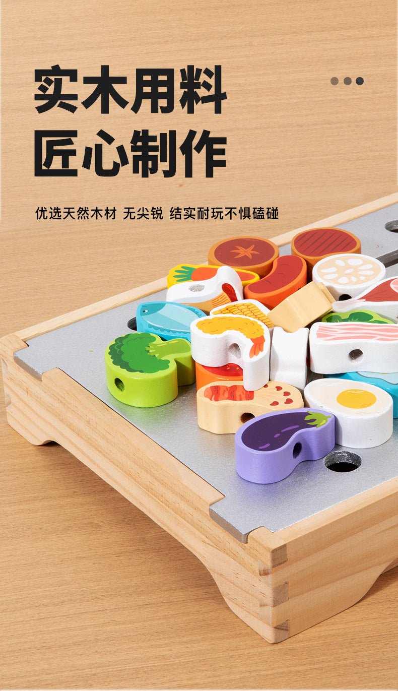 Children's Fun Wooden Multi-Functional Kitchen Barbecue Grill - Tiny Explorers Club