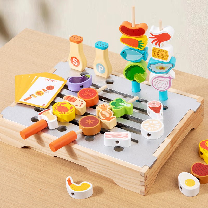Children's Fun Wooden Multi-Functional Kitchen Barbecue Grill - Tiny Explorers Club