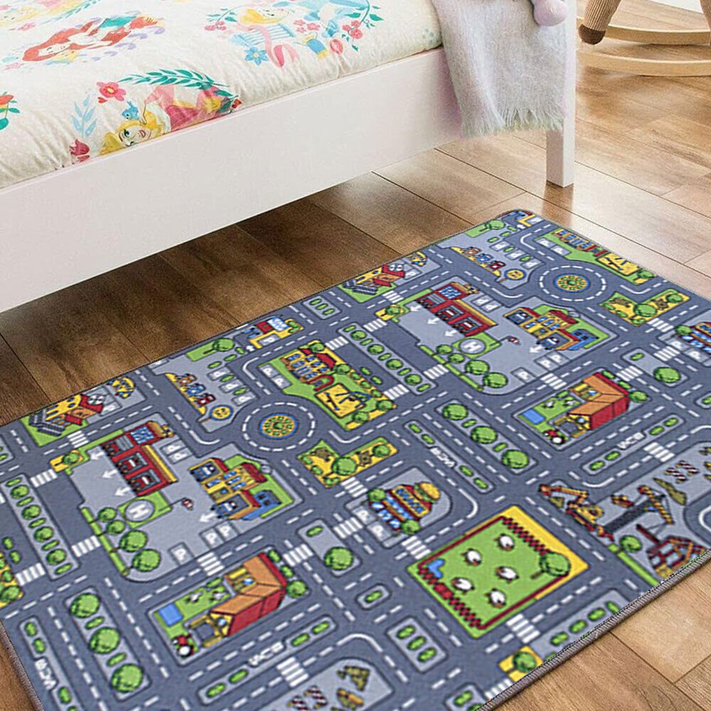 Children's Village Road Map Rug 80 X 120cm - Tiny Explorers Club