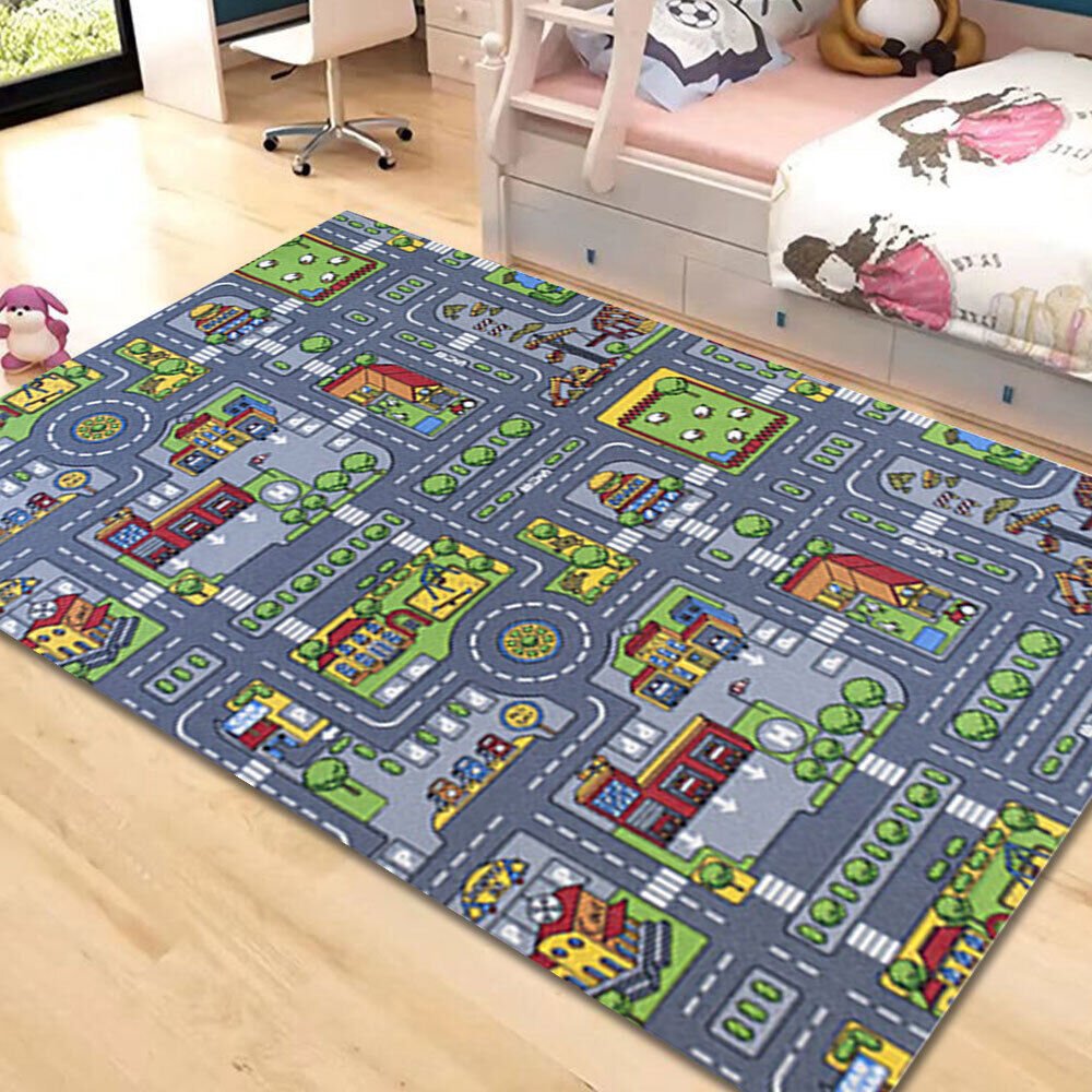 Children's Village Road Map Rug 80 X 120cm - Tiny Explorers Club
