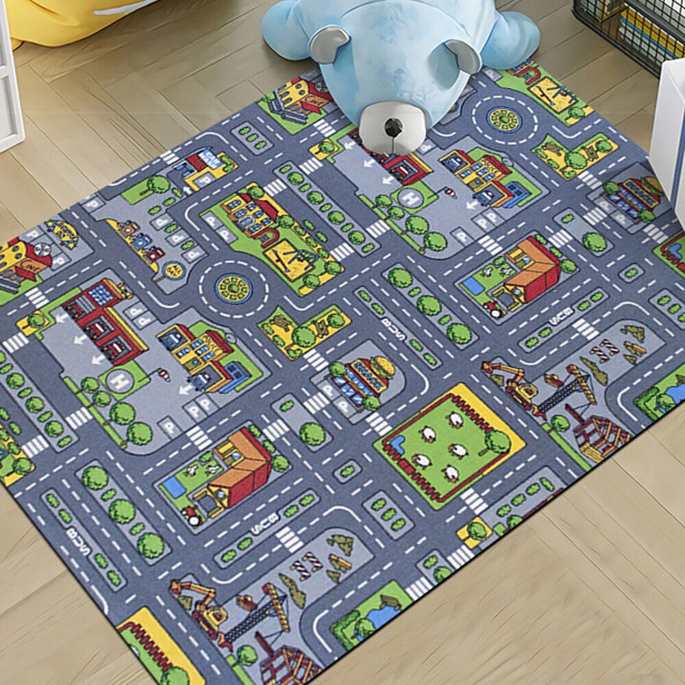Children's Village Road Map Rug 80 X 120cm - Tiny Explorers Club