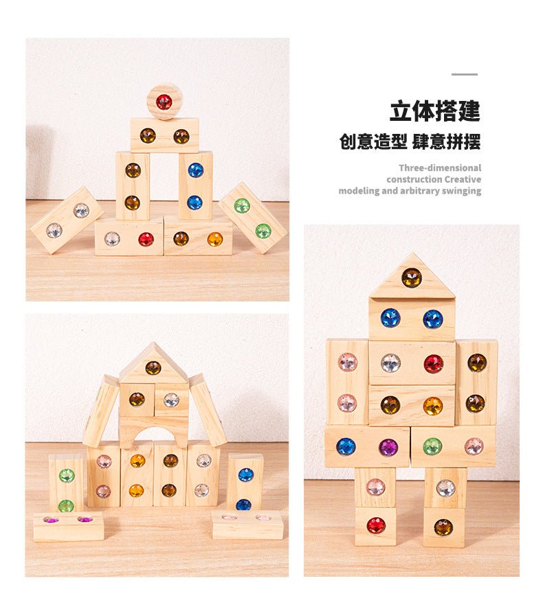 Children's Wooden Acrylic Pine Gem Building Blocks - Tiny Explorers Club
