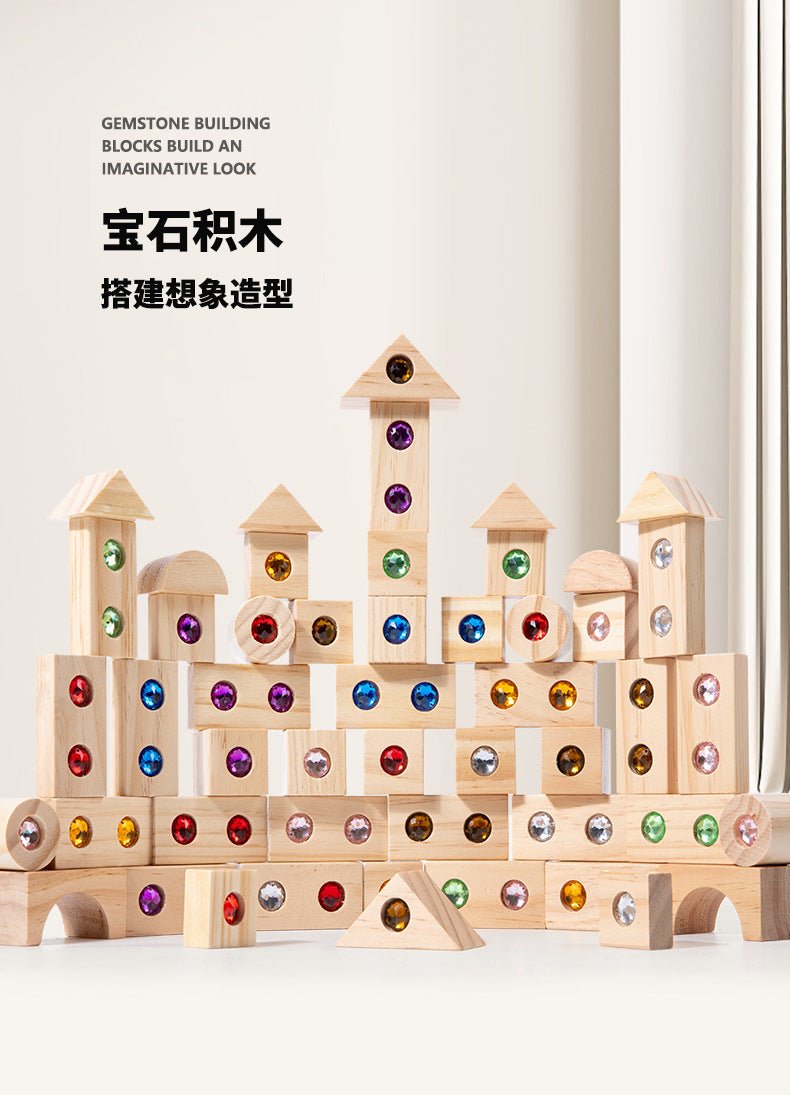 Children's Wooden Acrylic Pine Gem Building Blocks - Tiny Explorers Club