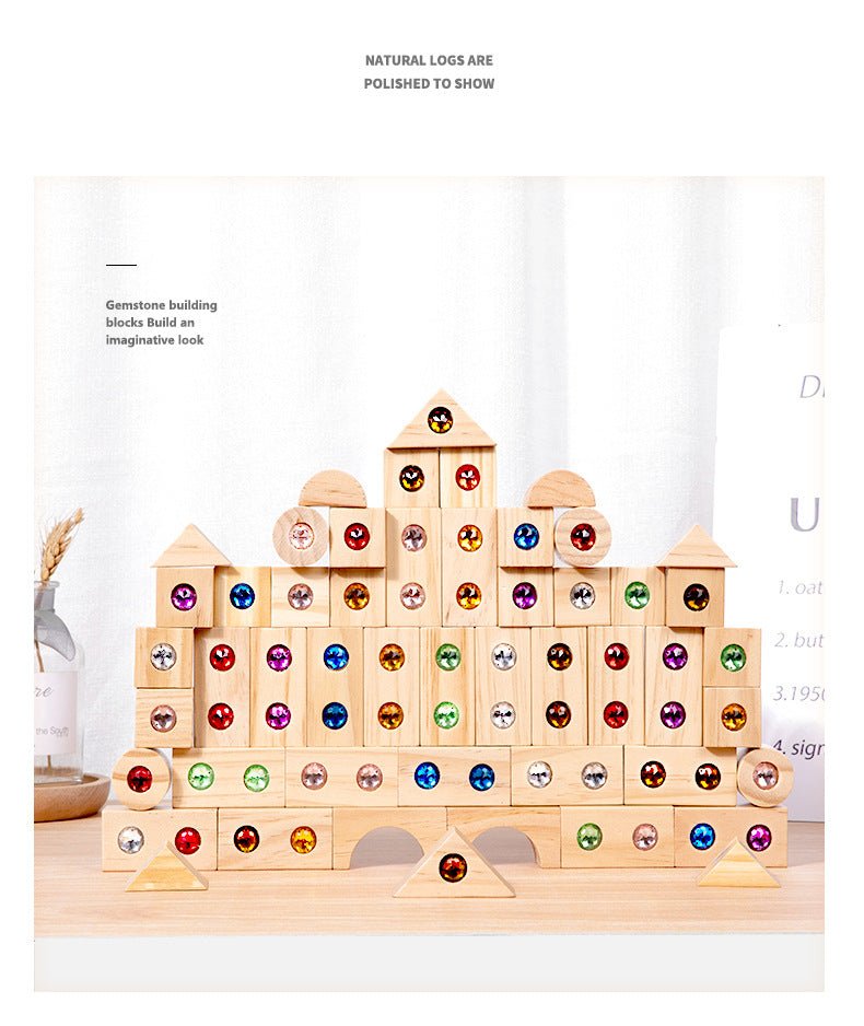 Children's Wooden Acrylic Pine Gem Building Blocks - Tiny Explorers Club