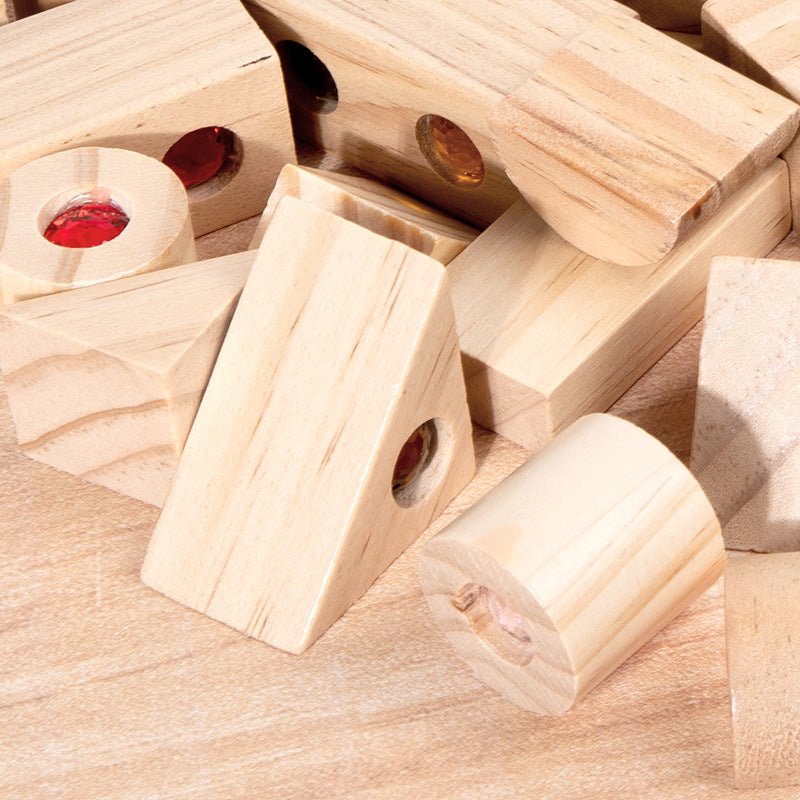 Children's Wooden Acrylic Pine Gem Building Blocks - Tiny Explorers Club