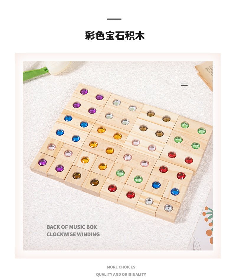 Children's Wooden Acrylic Pine Gem Building Blocks - Tiny Explorers Club