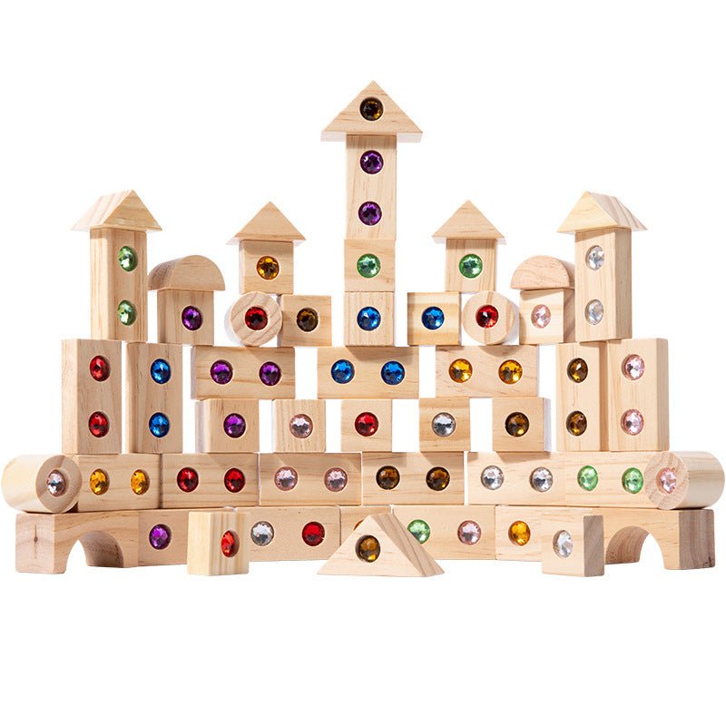 Children's Wooden Acrylic Pine Gem Building Blocks - Tiny Explorers Club