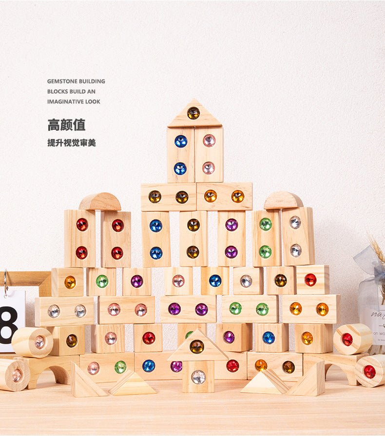 Children's Wooden Acrylic Pine Gem Building Blocks - Tiny Explorers Club