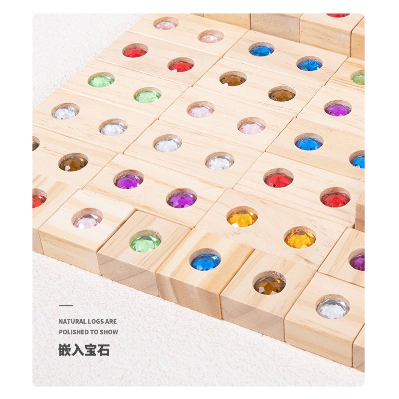 Children's Wooden Acrylic Pine Gem Building Blocks - Tiny Explorers Club