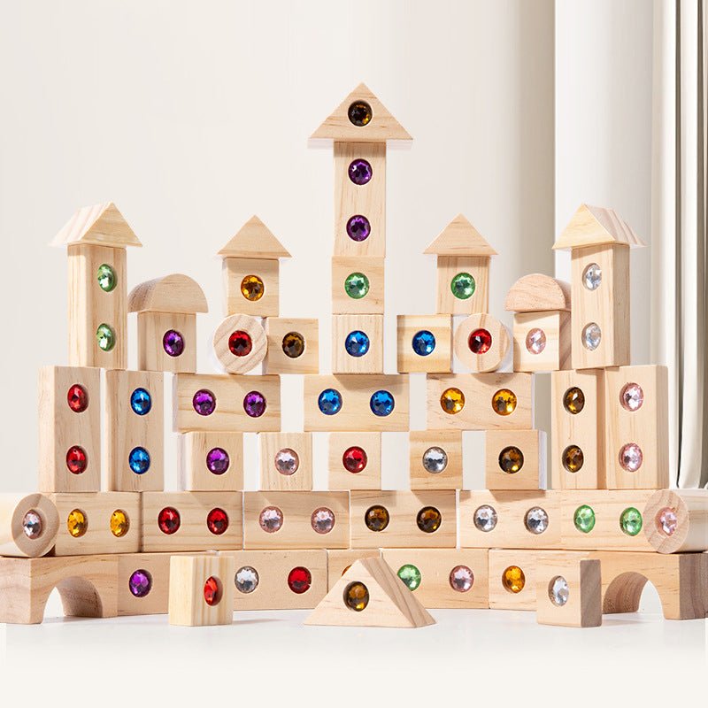 Children's Wooden Acrylic Pine Gem Building Blocks - Tiny Explorers Club
