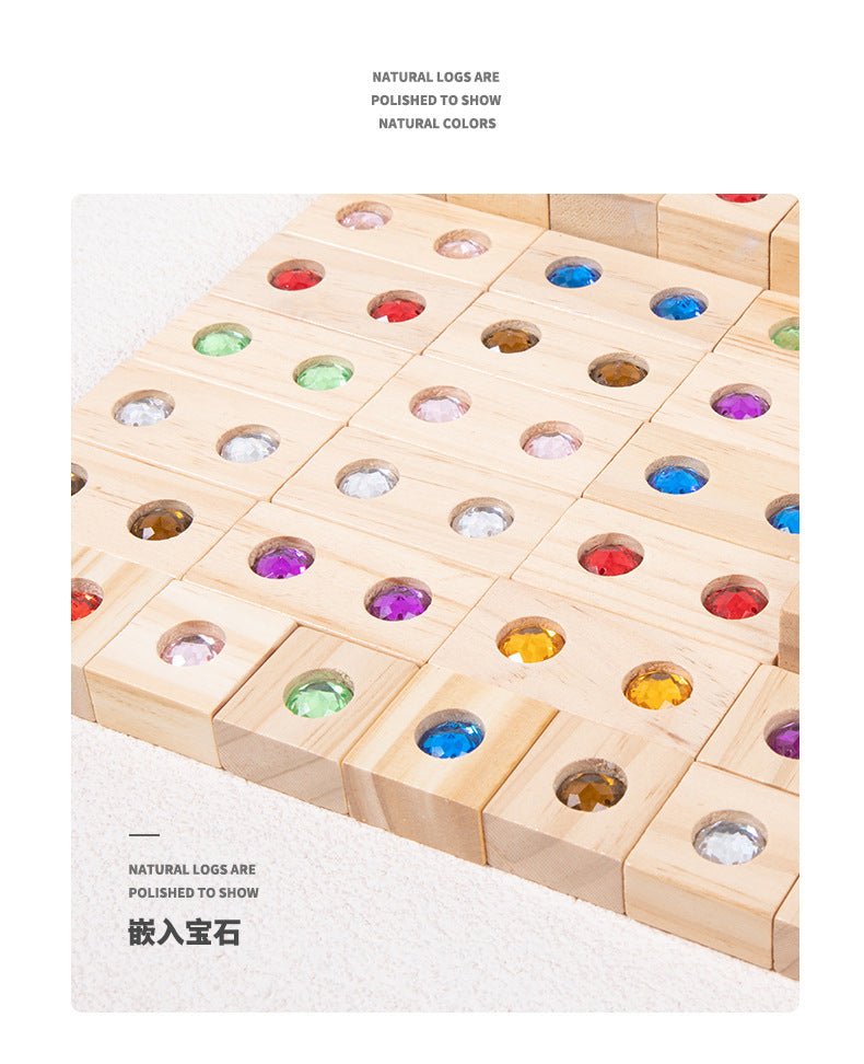 Children's Wooden Acrylic Pine Gem Building Blocks - Tiny Explorers Club