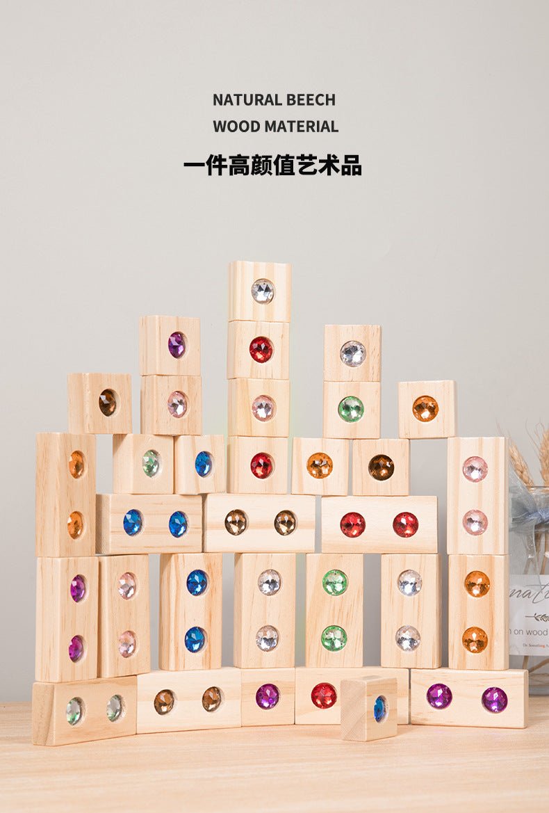 Children's Wooden Acrylic Pine Gem Building Blocks - Tiny Explorers Club