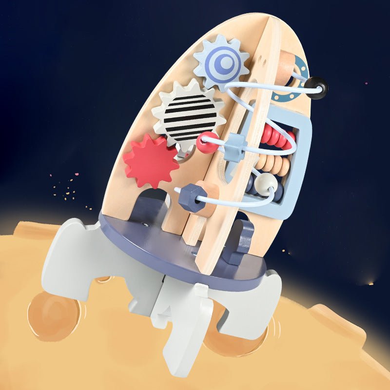 Children's Wooden Space Rocket Montessori Busy Board - Tiny Explorers Club