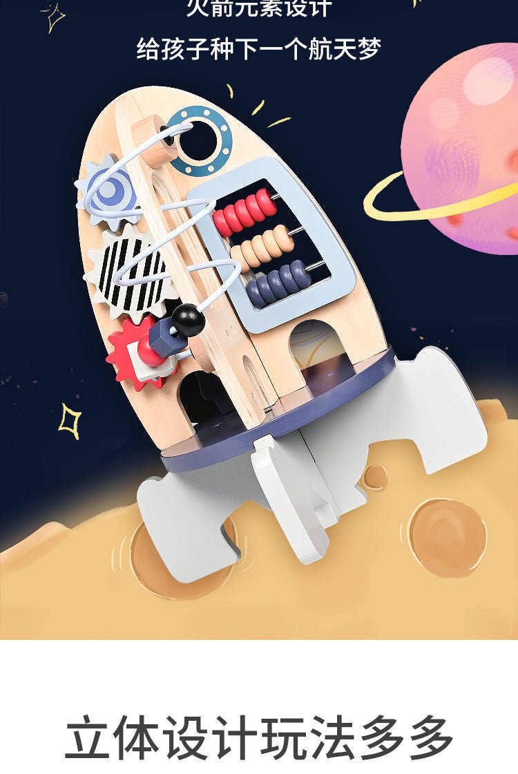 Children's Wooden Space Rocket Montessori Busy Board - Tiny Explorers Club
