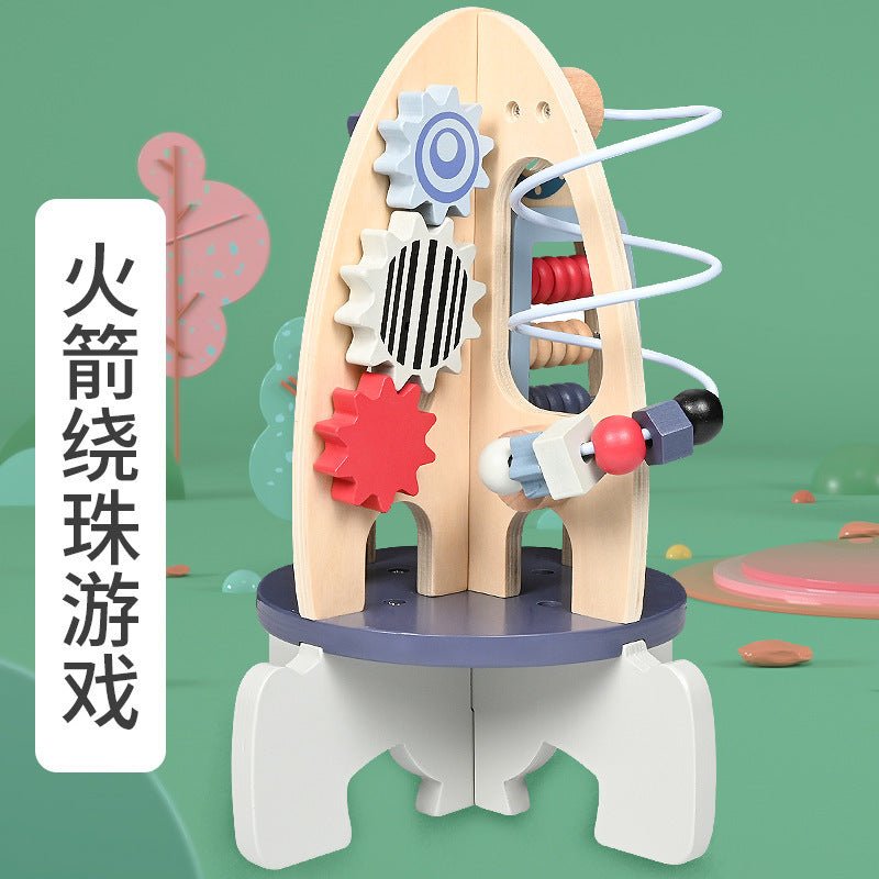 Children's Wooden Space Rocket Montessori Busy Board - Tiny Explorers Club
