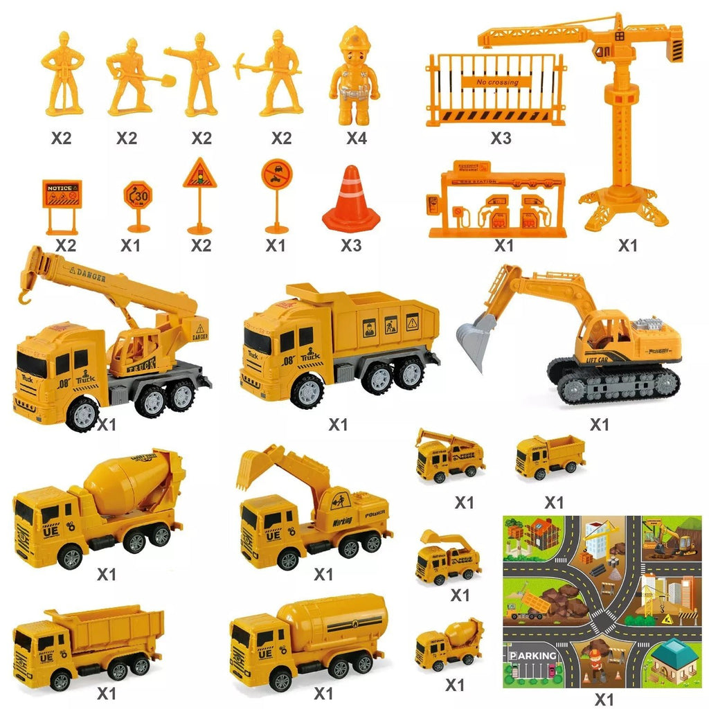 Construction Vehicles Set With Play Mat - Tiny Explorers Club