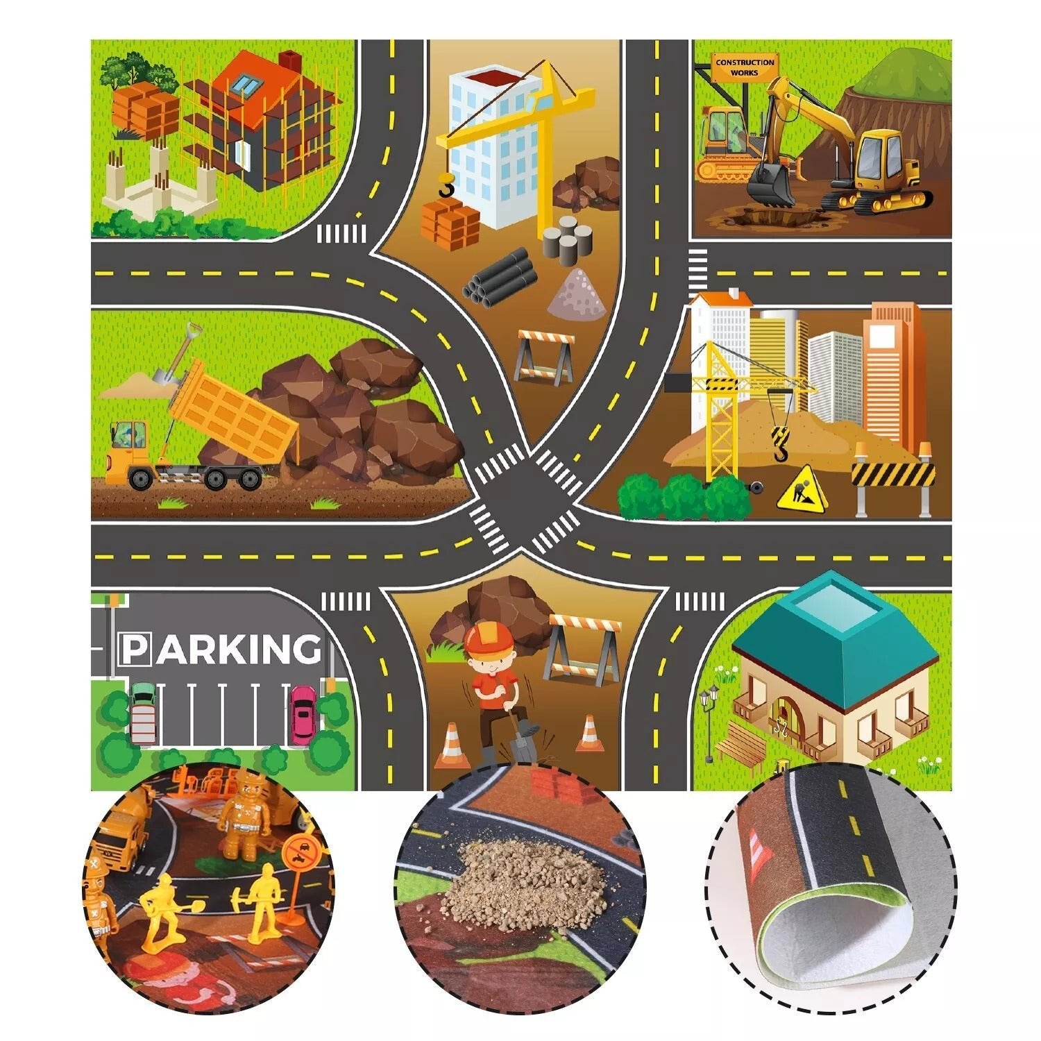 Construction Vehicles Set With Play Mat - Tiny Explorers Club