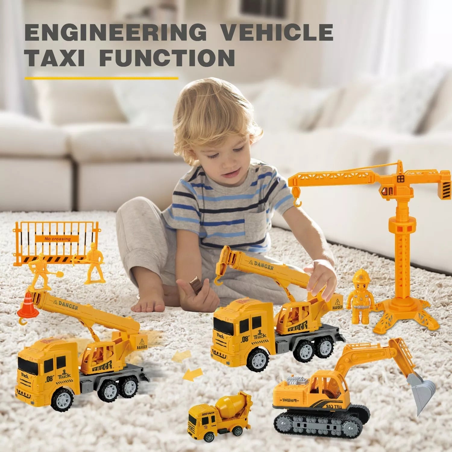 Construction Vehicles Set With Play Mat - Tiny Explorers Club