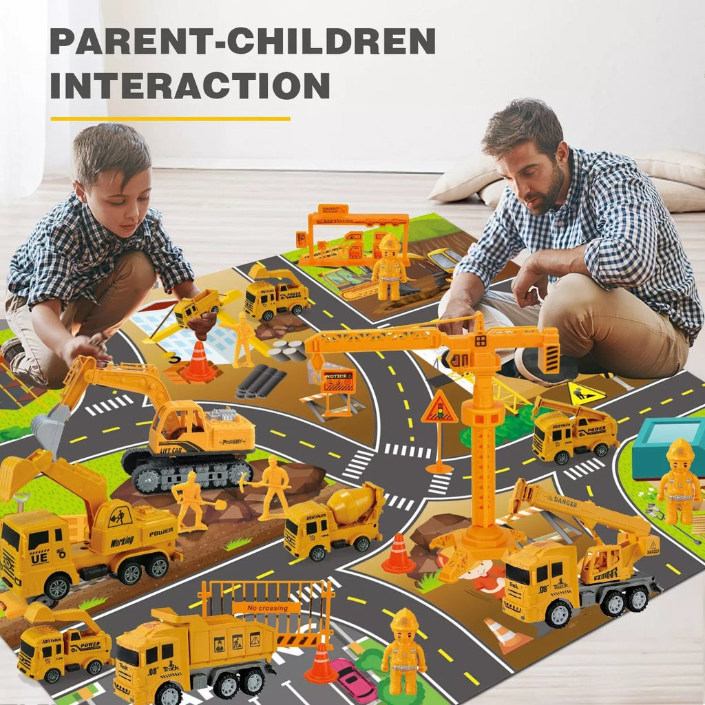 Construction Vehicles Set With Play Mat - Tiny Explorers Club