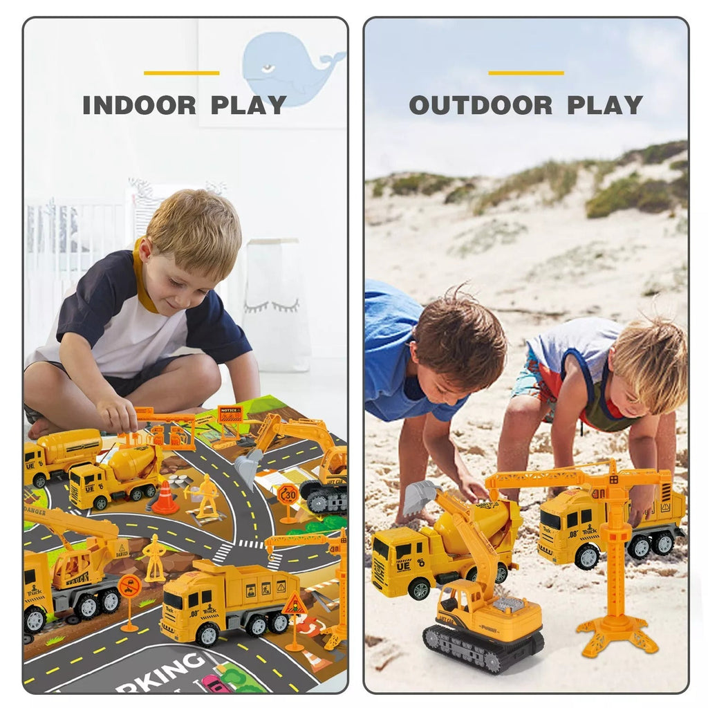 Construction Vehicles Set With Play Mat - Tiny Explorers Club