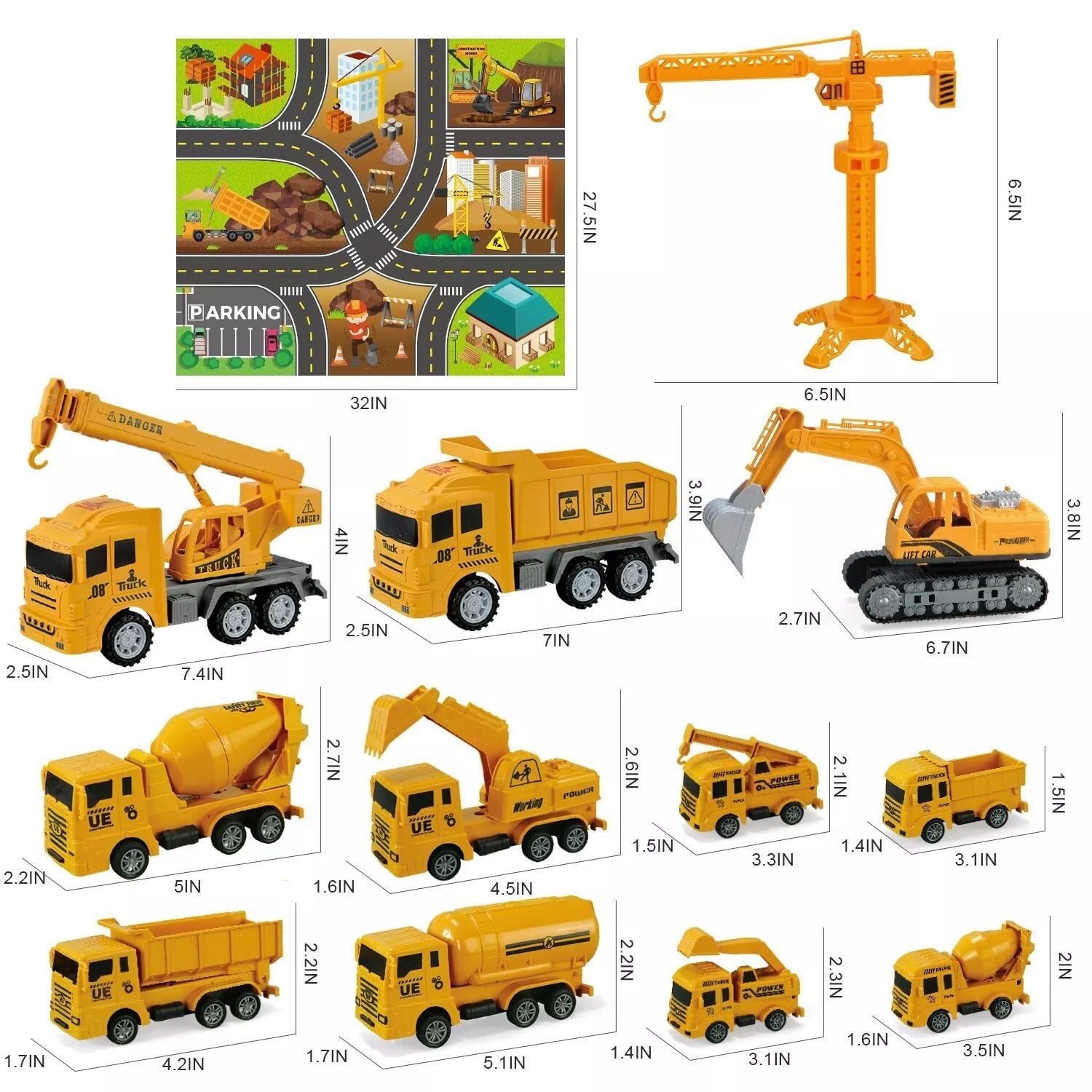 Construction Vehicles Set With Play Mat - Tiny Explorers Club