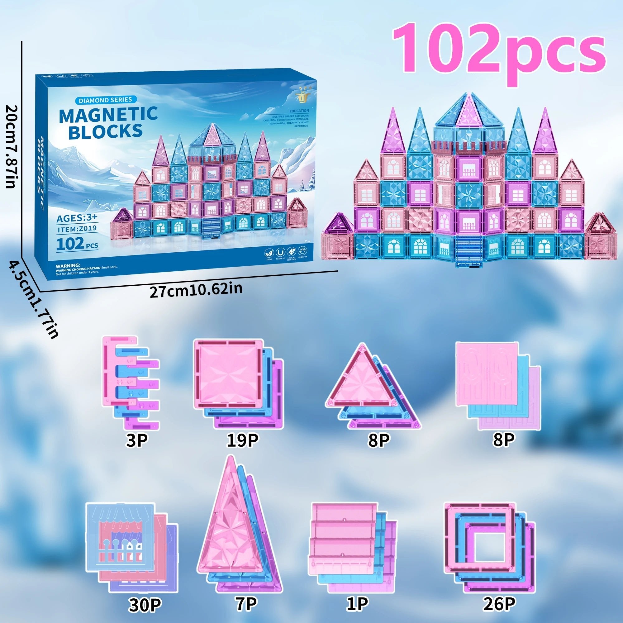 Magnetic Tiles Ice Castle DIY Magnetic Tiles - Tiny Explorers Club