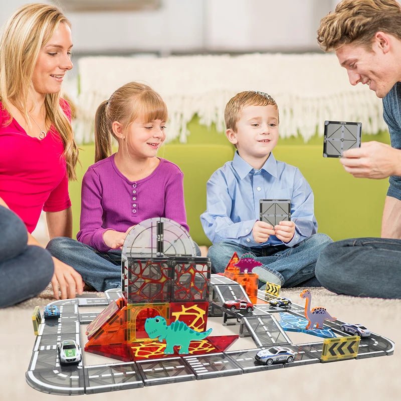 Magnetic Tiles Road Set with Pullback Car - Tiny Explorers Club