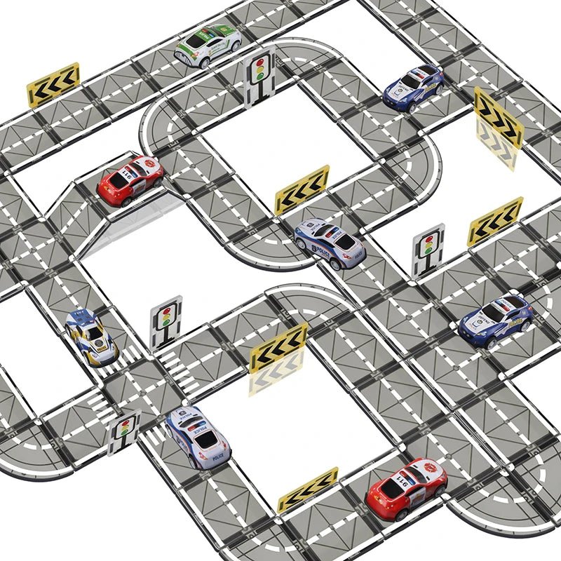 Magnetic Tiles Road Set with Pullback Car - Tiny Explorers Club