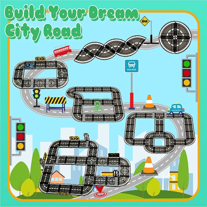 Magnetic Tiles Road Set with Pullback Car - Tiny Explorers Club