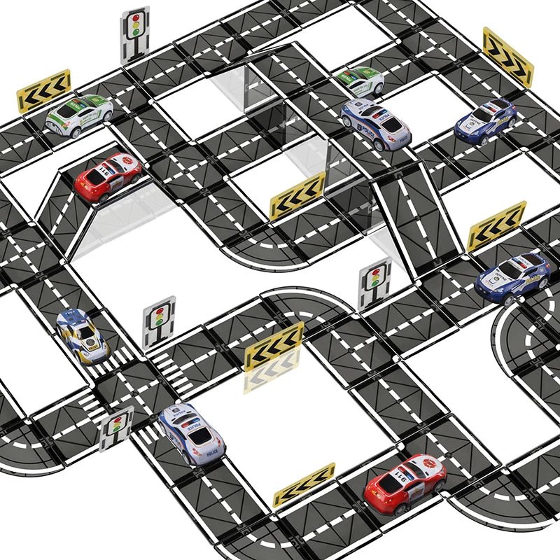 Magnetic Tiles Road Set with Pullback Car - Tiny Explorers Club