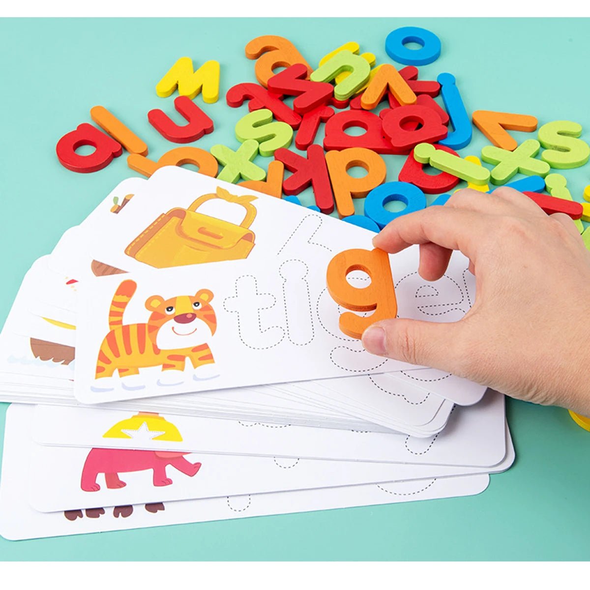 Montessori Alphabet Wooden Alphabet Cards Puzzle Game - Tiny Explorers Club