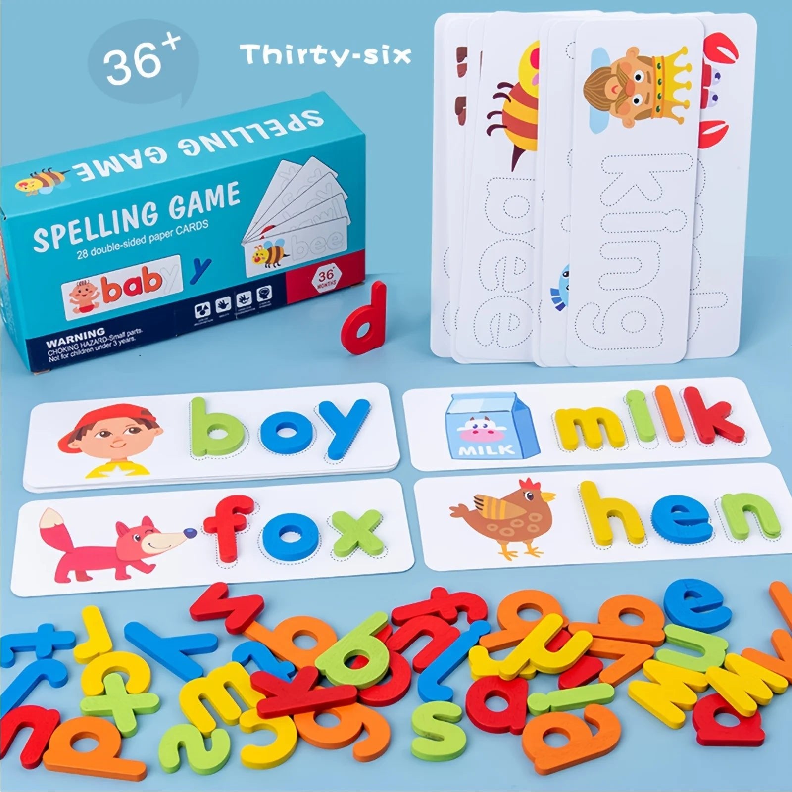 Montessori Alphabet Wooden Alphabet Cards Puzzle Game - Tiny Explorers Club