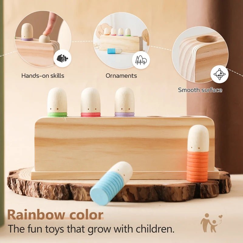 Montessori Baby Wooden Bouncing Colour Recognition Toy - Tiny Explorers Club