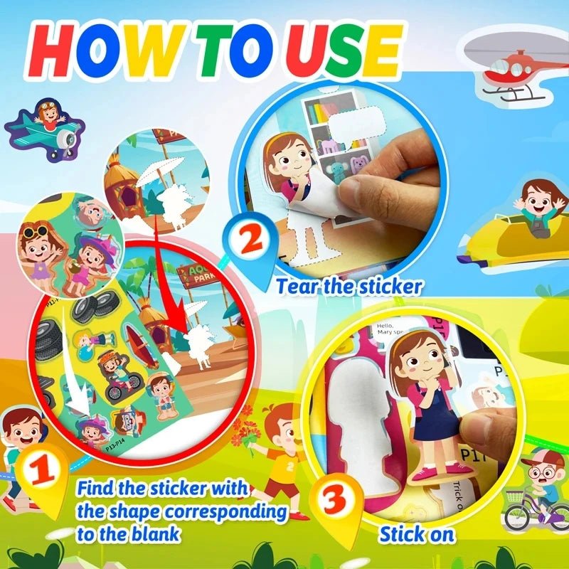 Montessori Toys Cartoon Sticker Books - Tiny Explorers Club