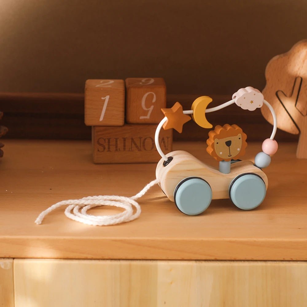 Montessori Wooden Baby Dragging Car - Tiny Explorers Club