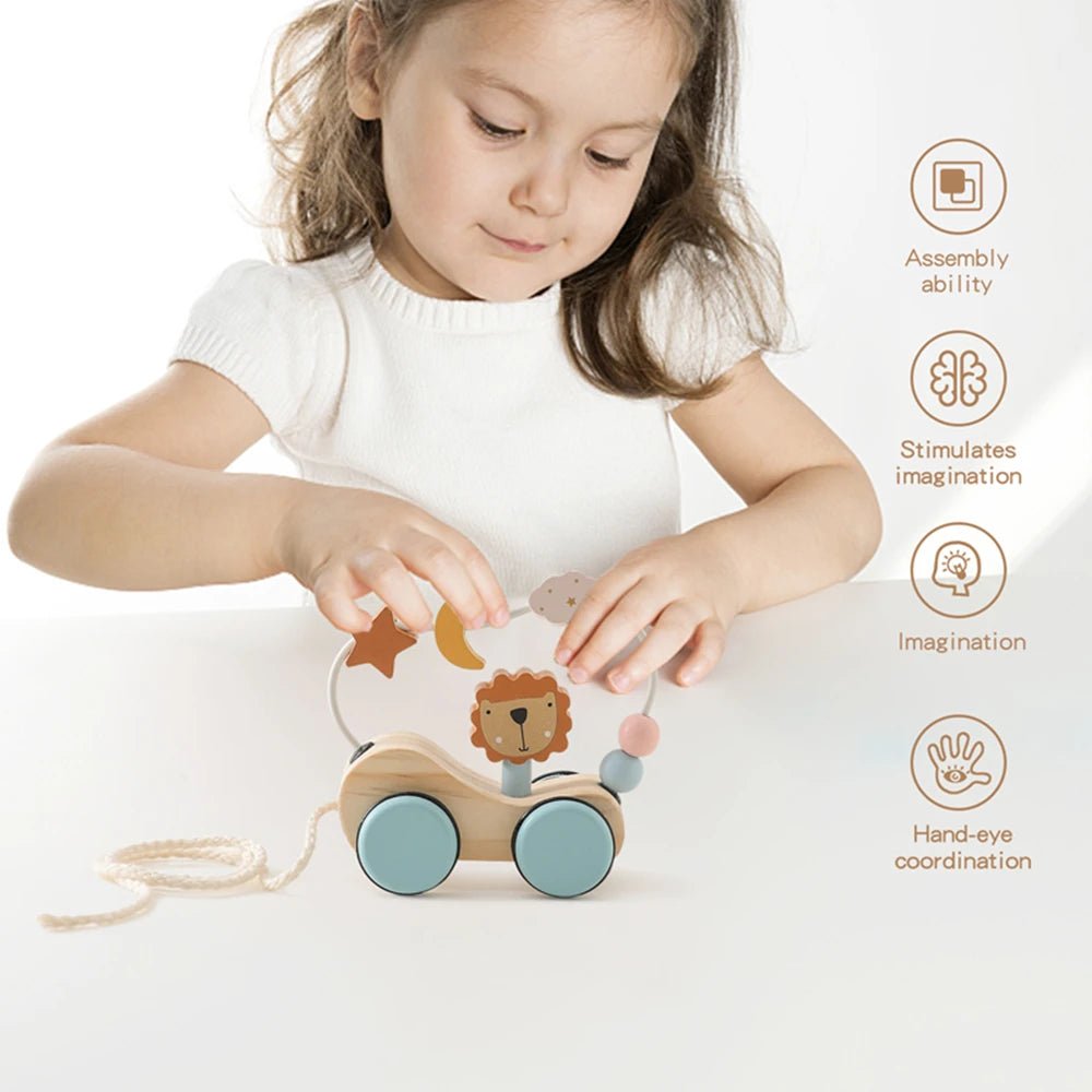 Montessori Wooden Baby Dragging Car - Tiny Explorers Club