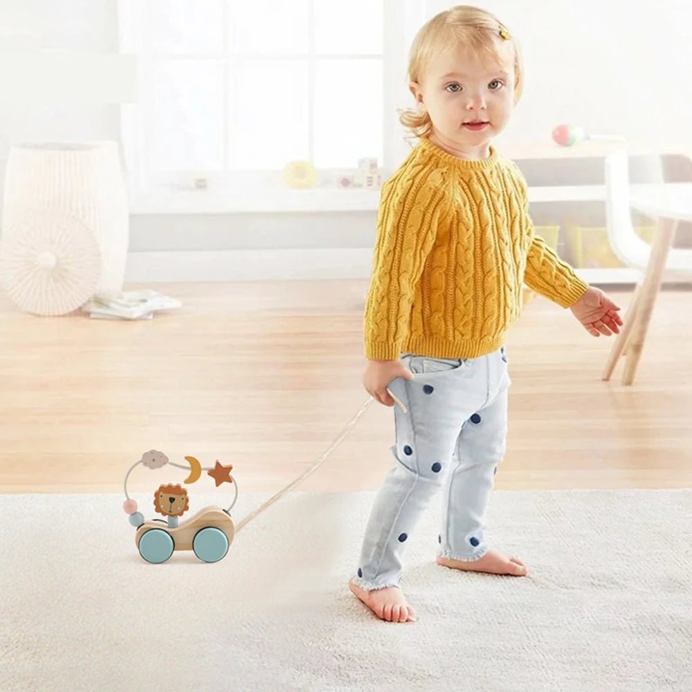Montessori Wooden Baby Dragging Car - Tiny Explorers Club