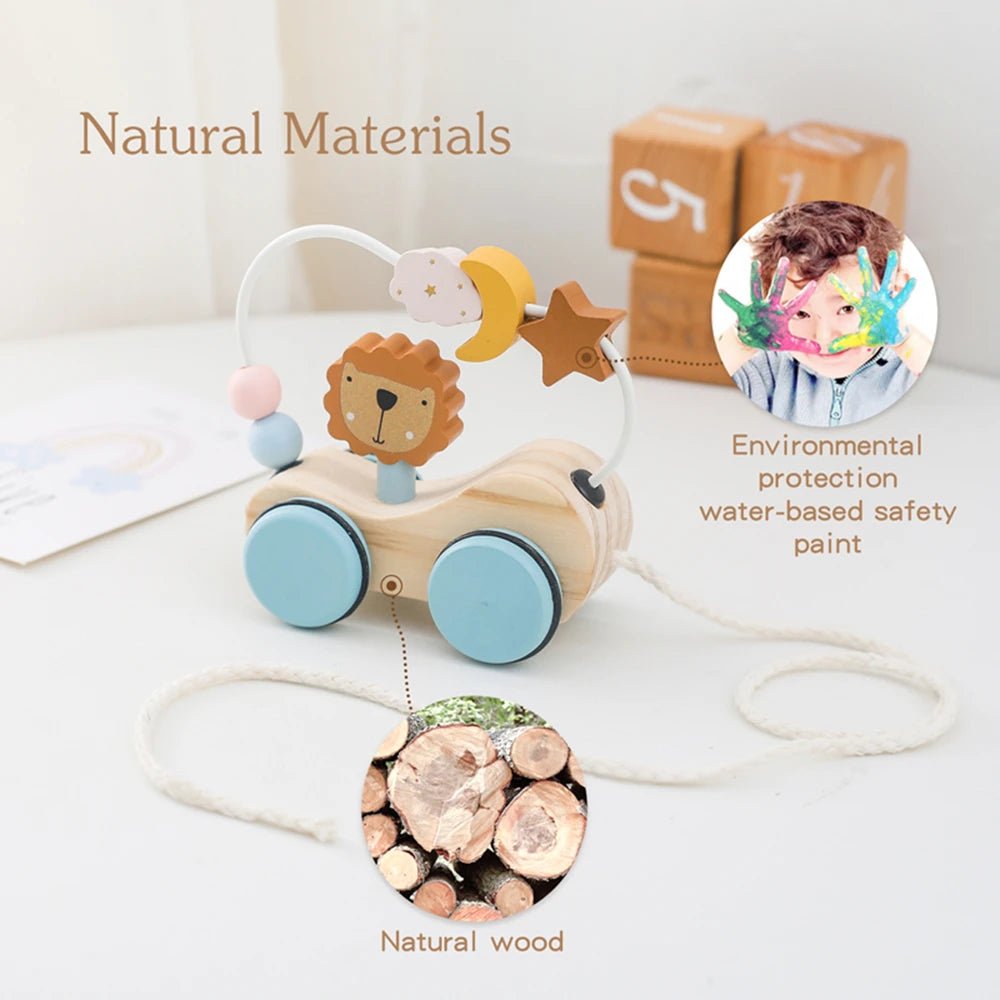 Montessori Wooden Baby Dragging Car - Tiny Explorers Club