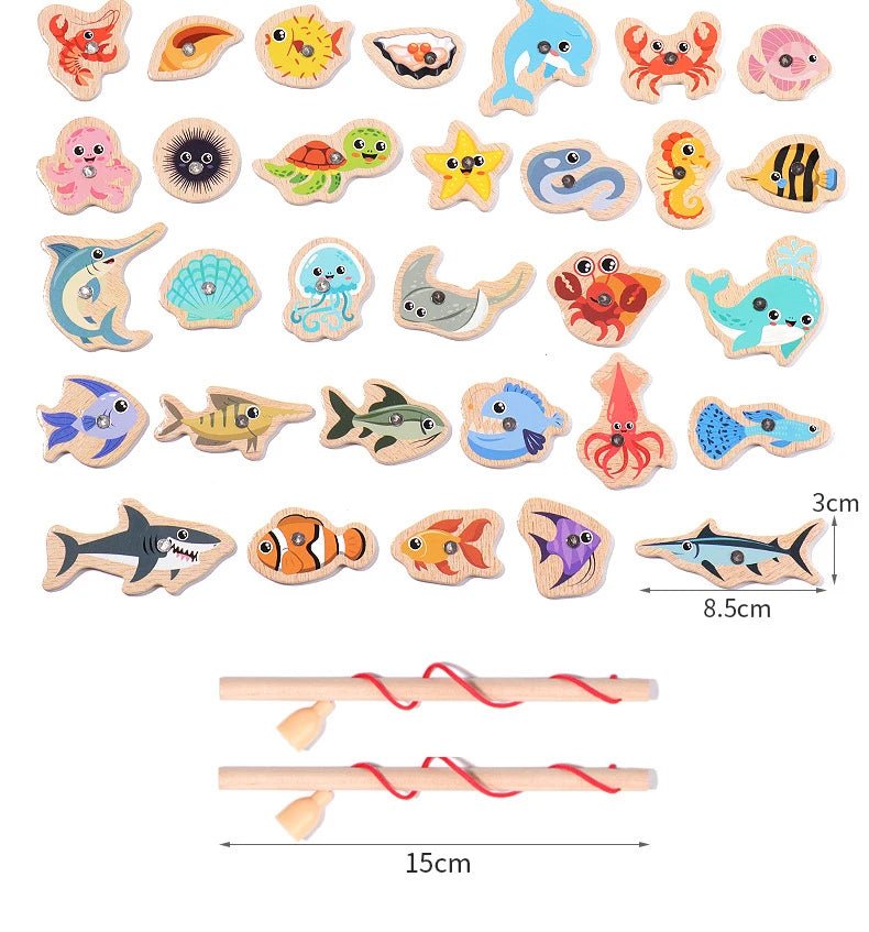Montessori Wooden Magnetic Fishing Toy - Tiny Explorers Club
